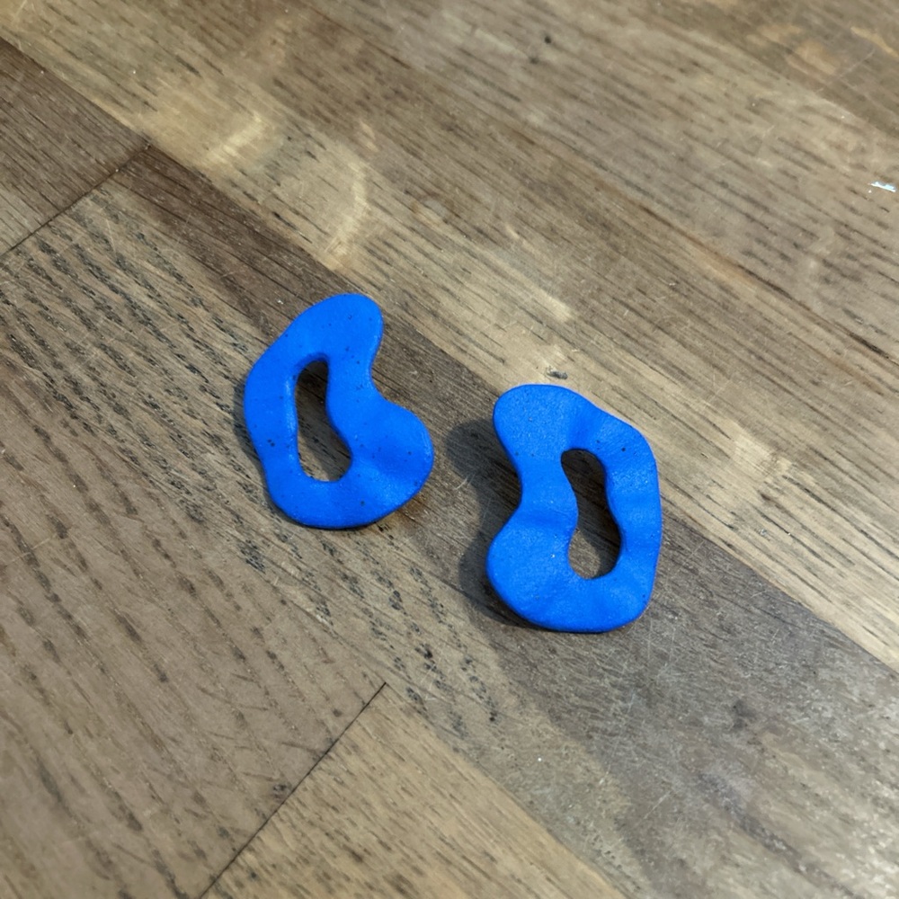 Abstract Blue Ceramic Earrings